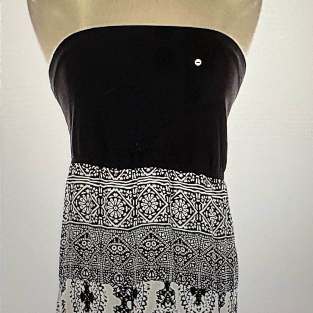 Free People Black White Medium Strapless Dress 💘  Maxi Long Excellent Condition - Picture 2 of 6